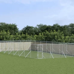 MAISON EXCLUSIVE - Chenil d'extérieur pour chiens argenté 6x14x2 m acier galvanisé