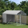 MAISON EXCLUSIVE - Chenil d'extérieur pour chiens avec toit argenté 2x6x2,5 m