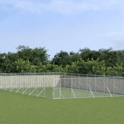 MAISON EXCLUSIVE - Chenil d'extérieur pour chiens argenté 8x16x2 m acier galvanisé