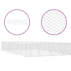 MAISON EXCLUSIVE - Chenil d'extérieur pour chiens argenté 8x16x2 m acier galvanisé