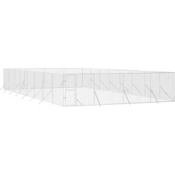 MAISON EXCLUSIVE - Chenil d'extérieur pour chiens argenté 8x16x2 m acier galvanisé