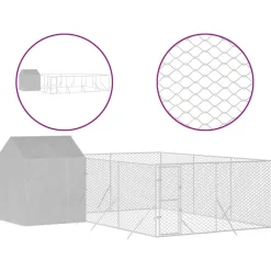 MAISON EXCLUSIVE - Chenil d'extérieur pour chiens avec toit argenté 6x6x2,5 m