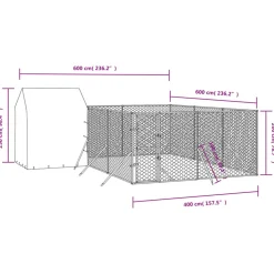 MAISON EXCLUSIVE - Chenil d'extérieur pour chiens avec toit argenté 6x6x2,5 m