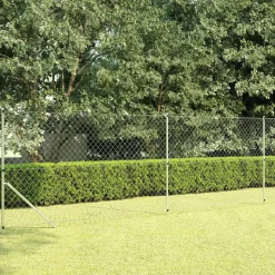 MAISON EXCLUSIVE - Clôture à mailles avec poteaux acier galvanisé 15x1,5 m argenté