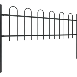 MAISON EXCLUSIVE - Clôture de jardin avec arceau en acier 537 x 60 cm noir