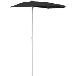 MAISON EXCLUSIVE - Demi-parasol de jardin avec mât 180x90 cm noir