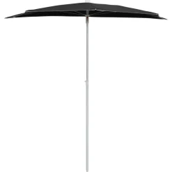 MAISON EXCLUSIVE - Demi-parasol de jardin avec mât 180x90 cm noir