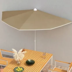 MAISON EXCLUSIVE - Demi-parasol de jardin avec mât 180x90 cm taupe