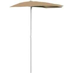 MAISON EXCLUSIVE - Demi-parasol de jardin avec mât 180x90 cm taupe
