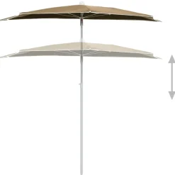 MAISON EXCLUSIVE - Demi-parasol de jardin avec mât 180x90 cm taupe