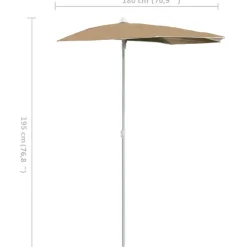 MAISON EXCLUSIVE - Demi-parasol de jardin avec mât 180x90 cm taupe