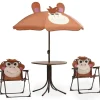 MAISON EXCLUSIVE - Ensemble de bistro avec parasol pour enfants 3 pcs marron