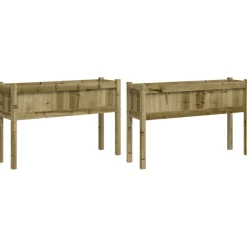 MAISON EXCLUSIVE - Jardinières 2 pcs avec pieds bois de pin imprégné