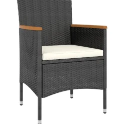 MAISON EXCLUSIVE - Jeu de chaise et tabouret de jardin 4 pcs résine tressée noir