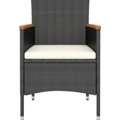 MAISON EXCLUSIVE - Jeu de chaise et tabouret de jardin 4 pcs résine tressée noir