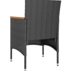 MAISON EXCLUSIVE - Jeu de chaise et tabouret de jardin 4 pcs résine tressée noir