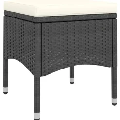 MAISON EXCLUSIVE - Jeu de chaise et tabouret de jardin 4 pcs résine tressée noir