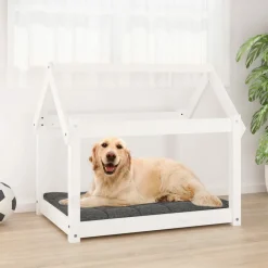 MAISON EXCLUSIVE - Lit pour chien blanc 81x60x70 cm bois de pin solide