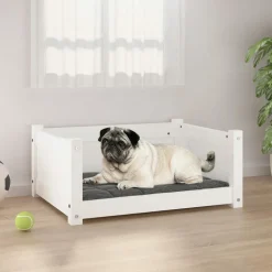 MAISON EXCLUSIVE - Lit pour chien blanc 65,5x50,5x28 cm bois de pin solide
