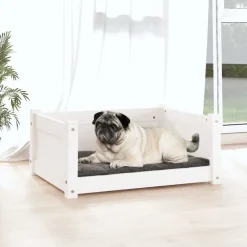 MAISON EXCLUSIVE - Lit pour chien blanc 65,5x50,5x28 cm bois de pin solide