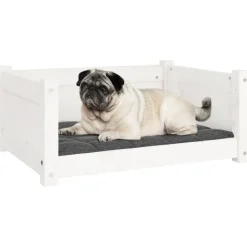 MAISON EXCLUSIVE - Lit pour chien blanc 65,5x50,5x28 cm bois de pin solide