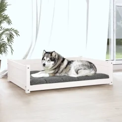 MAISON EXCLUSIVE - Lit pour chien blanc 105,5x75,5x28 cm bois de pin solide