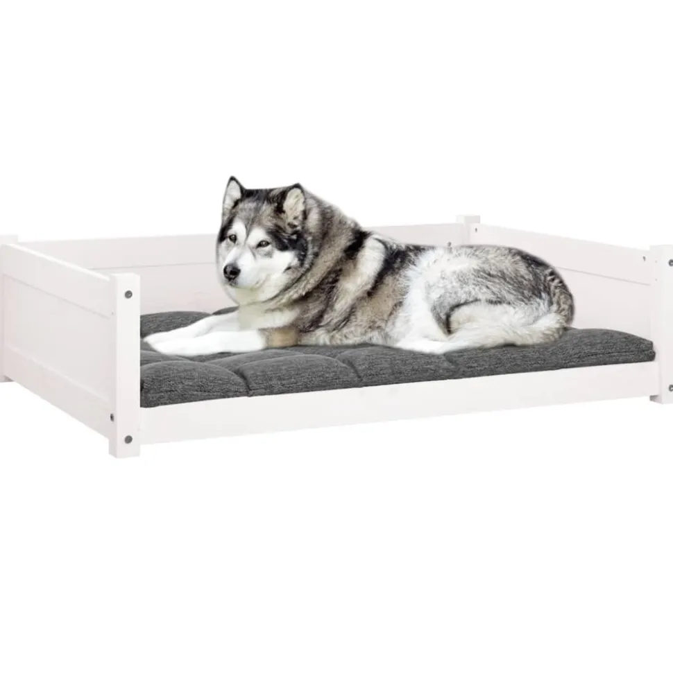 MAISON EXCLUSIVE - Lit pour chien blanc 105,5x75,5x28 cm bois de pin solide
