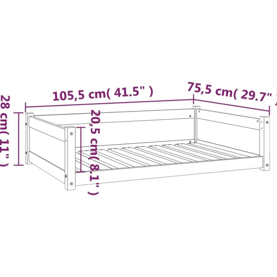MAISON EXCLUSIVE - Lit pour chien blanc 105,5x75,5x28 cm bois de pin solide