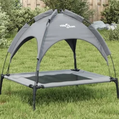 MAISON EXCLUSIVE - Lit pour chien avec auvent anthracite tissu oxford et acier