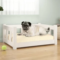 MAISON EXCLUSIVE - Lit pour chien blanc 65,5x50,5x28 cm bois de pin solide