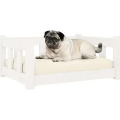 MAISON EXCLUSIVE - Lit pour chien blanc 65,5x50,5x28 cm bois de pin solide