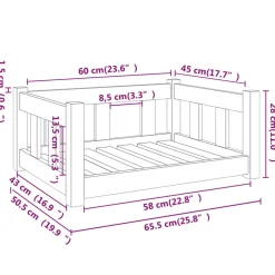 MAISON EXCLUSIVE - Lit pour chien blanc 65,5x50,5x28 cm bois de pin solide