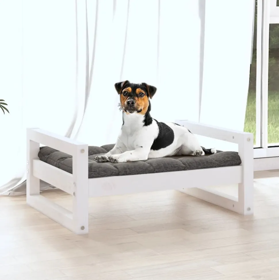 MAISON EXCLUSIVE - Lit pour chien blanc 55,5x45,5x28 cm bois de pin solide