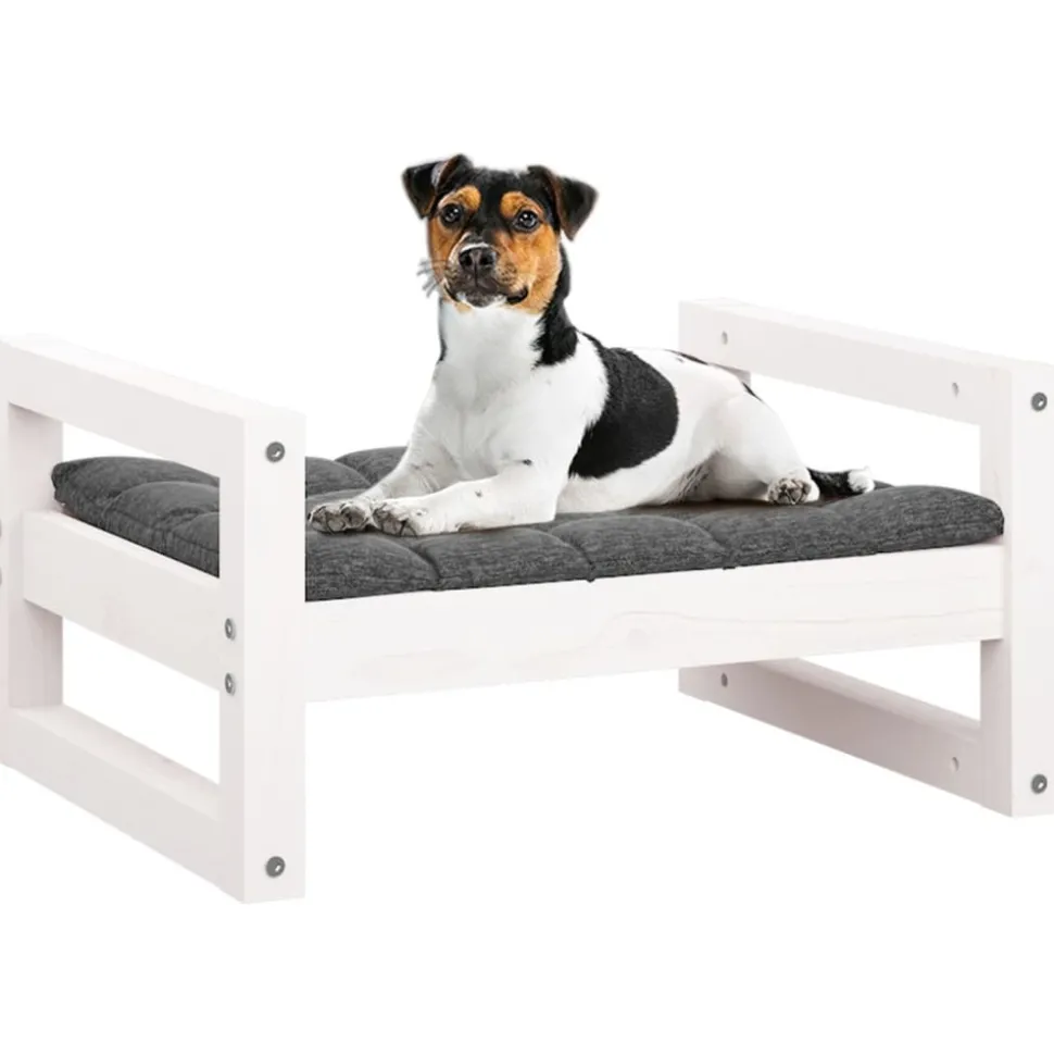 MAISON EXCLUSIVE - Lit pour chien blanc 55,5x45,5x28 cm bois de pin solide