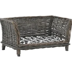 MAISON EXCLUSIVE - Panier pour chiens avec coussin gris 50x33x30 cm saule naturel