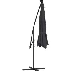 MAISON EXCLUSIVE - Parasol de jardin en porte-à-faux et lumières led mât en acier