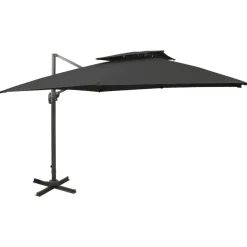 MAISON EXCLUSIVE - Parasol de jardin en porte-à-faux avec double toit noir