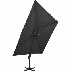 MAISON EXCLUSIVE - Parasol de jardin en porte-à-faux avec double toit noir