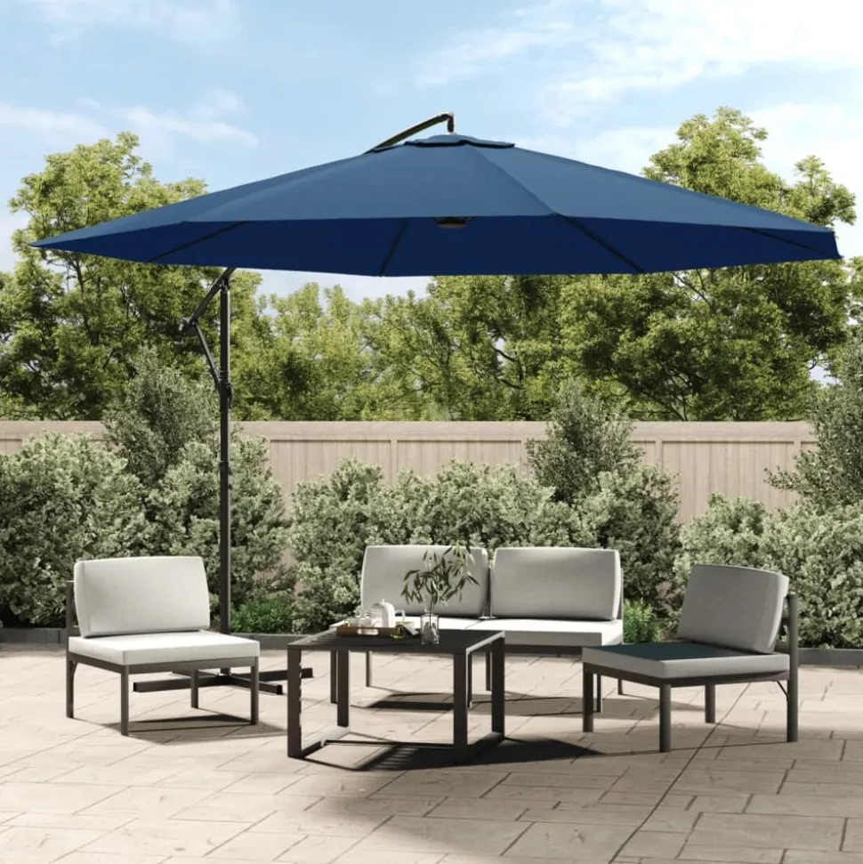 MAISON EXCLUSIVE - Parasol de jardin en porte-à-faux avec mât en aluminium bleu