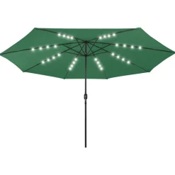 MAISON EXCLUSIVE - Parasol de jardin avec lumières led et mât en métal 400 cm vert