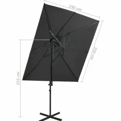 MAISON EXCLUSIVE - Parasol de jardin en porte-à-faux à double toit anthracite