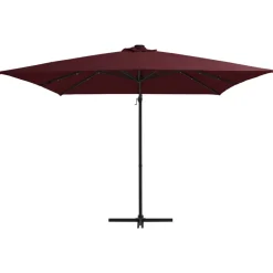 MAISON EXCLUSIVE - Parasol de jardin en porte-à-faux lumières led rouge bordeaux