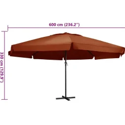 MAISON EXCLUSIVE - Parasol de jardin avec mât en aluminium 600 cm terre cuite