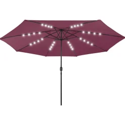 MAISON EXCLUSIVE - Parasol de jardin avec lumières led mât en métal rouge bordeaux