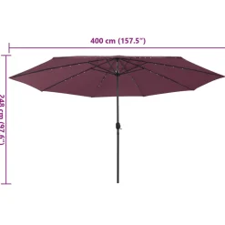 MAISON EXCLUSIVE - Parasol de jardin avec lumières led mât en métal rouge bordeaux
