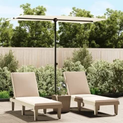 MAISON EXCLUSIVE - Parasol de jardin avec mât en aluminium 180x110 cm blanc sable