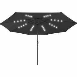 MAISON EXCLUSIVE - Parasol de jardin avec lumières led et mât en métal 400 cm noir