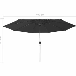 MAISON EXCLUSIVE - Parasol de jardin avec lumières led et mât en métal 400 cm noir
