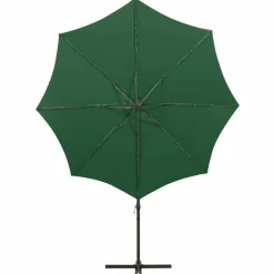 MAISON EXCLUSIVE - Parasol de jardin en porte-à-faux et mât et lumières led vert