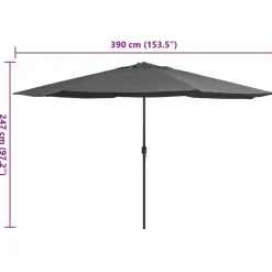 MAISON EXCLUSIVE - Parasol de jardin avec mât en métal 390 cm anthracite